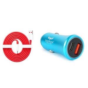 Tacnode Super fast Usb & Type C Port Car Charger 20 Watt with Usb to C Cable