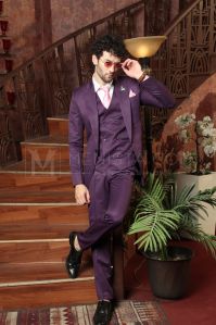 Mens Purple Three Piece Suit
