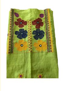 Khadi Cotton Green Kurti Fabric