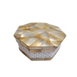 Mother of Pearl Gemstone Inlay Marble Stone Box for a Graceful Jewelry Storage Solution