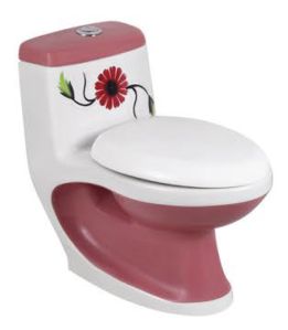 Magenta and White Ceramic One Piece Water Closet