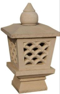 Light Brown Square Carved Polished Sandstone Lamp