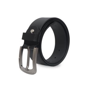 KARA Casual Black Leather Men's Belt - Classic Pin Buckle Formal Genuine Leather Belt for Men