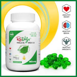 Rusan RuVega Perilla Oil Plant Based OMEGA-3 Fatty Acid Softgel Capsules for Healthy Eyes, Heart, Brain & Body Helps to Reduce