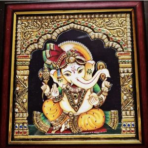 Tanjore Ganesh ji handcrafted in 24 ct gold foil