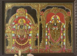 Tirupati Balaji Tanjore painting in 24 ct gold foil
