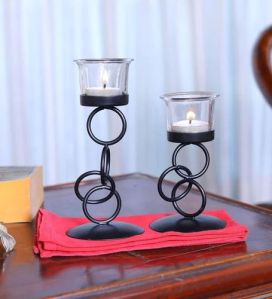 Decorative Glass and Metal Candle Holder