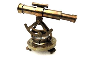 Handmade Brass Alidade Telescope With Base Compass