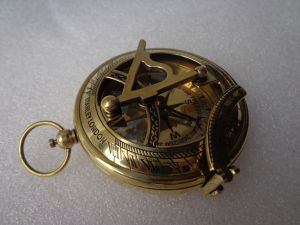 Handmade Brass Push Button Sundial Compass