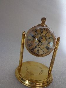Nautical Solid Brass Clock with Movable Holder Stand