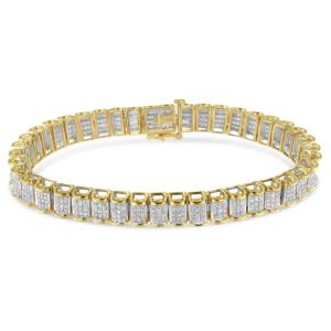14K Yellow Gold WHITE GOLD AND 925 SILVER 5 CTTW Diamond Tennis Bracelet