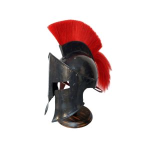 Black Spartan Helmet With Red Plume