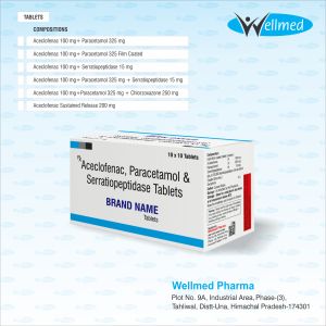Aceclofenac 100 mg , Paracetamol 325mg, Serratiopeptidase 15 mg