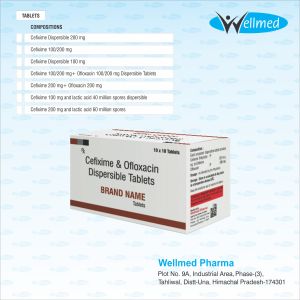 Cefixime 100/200 mg+ Ofloxacin 100/200 mg Dispersible Tablets