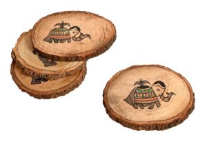 Tribal Art Round Wooden Coaster