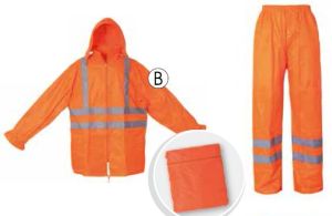 Orange Industrial Rain Suit with Reflective Tape Strip