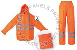 Orange Industrial Rain Suit with Reflective Tape Strip