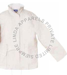 White PVC Corduroy Collar Rain Jacket