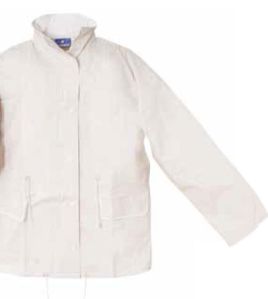 White PVC Corduroy Collar Rain Jacket
