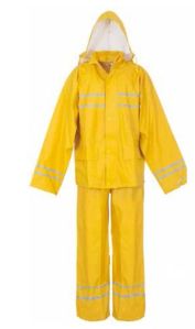 Yellow Industrial Rain Suit with Reflective Tape Strip