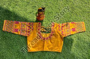 Cotton Hand Embroidered Yellow Blouse