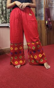 Embroidered Cotton Palazzo Pants