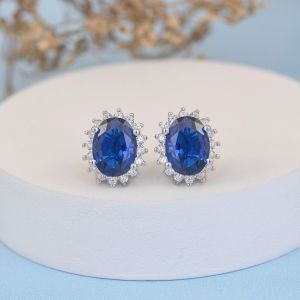 Blue Diamond Stud Earrings