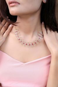 Pink Stone Diamond Necklace