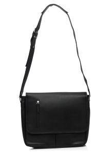 kara black leather unisex 12 inch laptop messenger bag