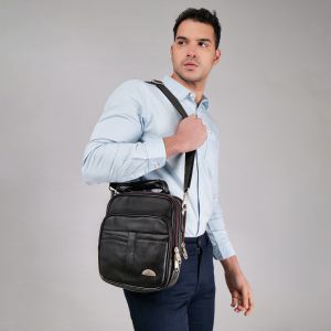 KARA Black Multipurpose Unisex Vegan Faux Leather 10.6'' Inch Messenger Sling Bag