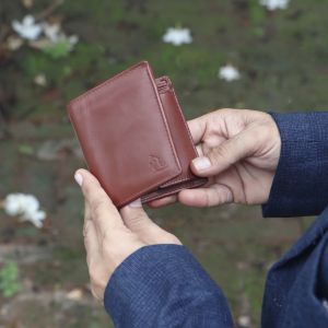 men kara tan genuine leather wallet