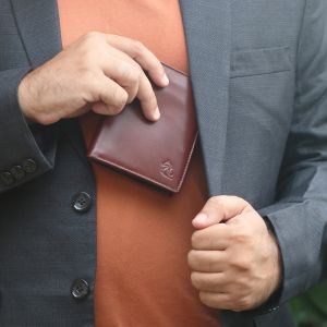 kara tan men vertical leather wallet