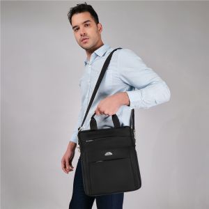 KARA Top Handle Vertical Messenger Cross Body Bag for Men &amp;amp; Women - Black