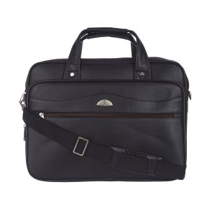 kara black unisex vegan faux leather laptop bag