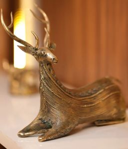 Bell Metal Sitting Deer Figurine
