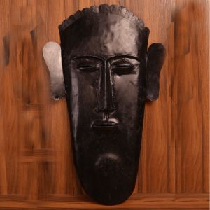 Wrought Iron Accented Tribal Mask Wall Decor