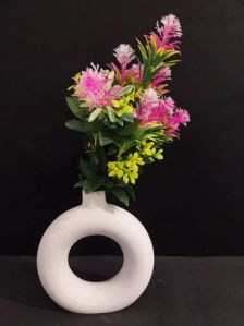 White Ceramic Decorative Ring Flower Vase