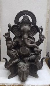 Brass Black Coated Ganesh Statue