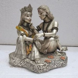 Silver Coated Aluminium Radha Krishna Statue