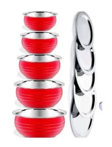 Stainless Steel Red Handi with Lid