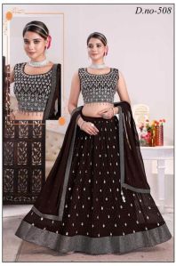 A 33 Black Crop Top Lehenga Set