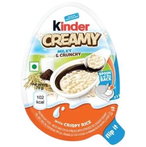 Kind er Creamy Pack of 24 Milky and Cocoa Chocolate with Extruded Rice 19 Grams Half Egg Shape