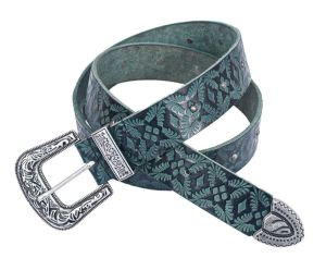 Antique Mens Engraved Leather Belt