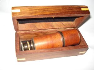 Brass Spyglass Telescope, Wooden Box