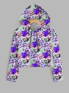 All Over Birthday Wishes Printed Crop Hoodie