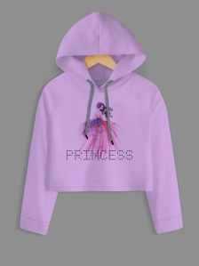 Princess Printed Purple Crop Hoodie
