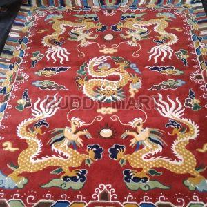 Hand Tufted Woolen Five Dragon Tibetan Rugs