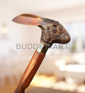 Rabbit Head Handle Nautical Wooden Walking Stick
