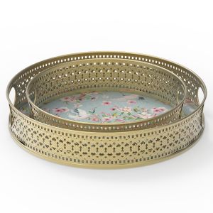 floral tray set of 2