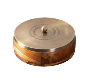 Wood masala Box With MEtal Lid
